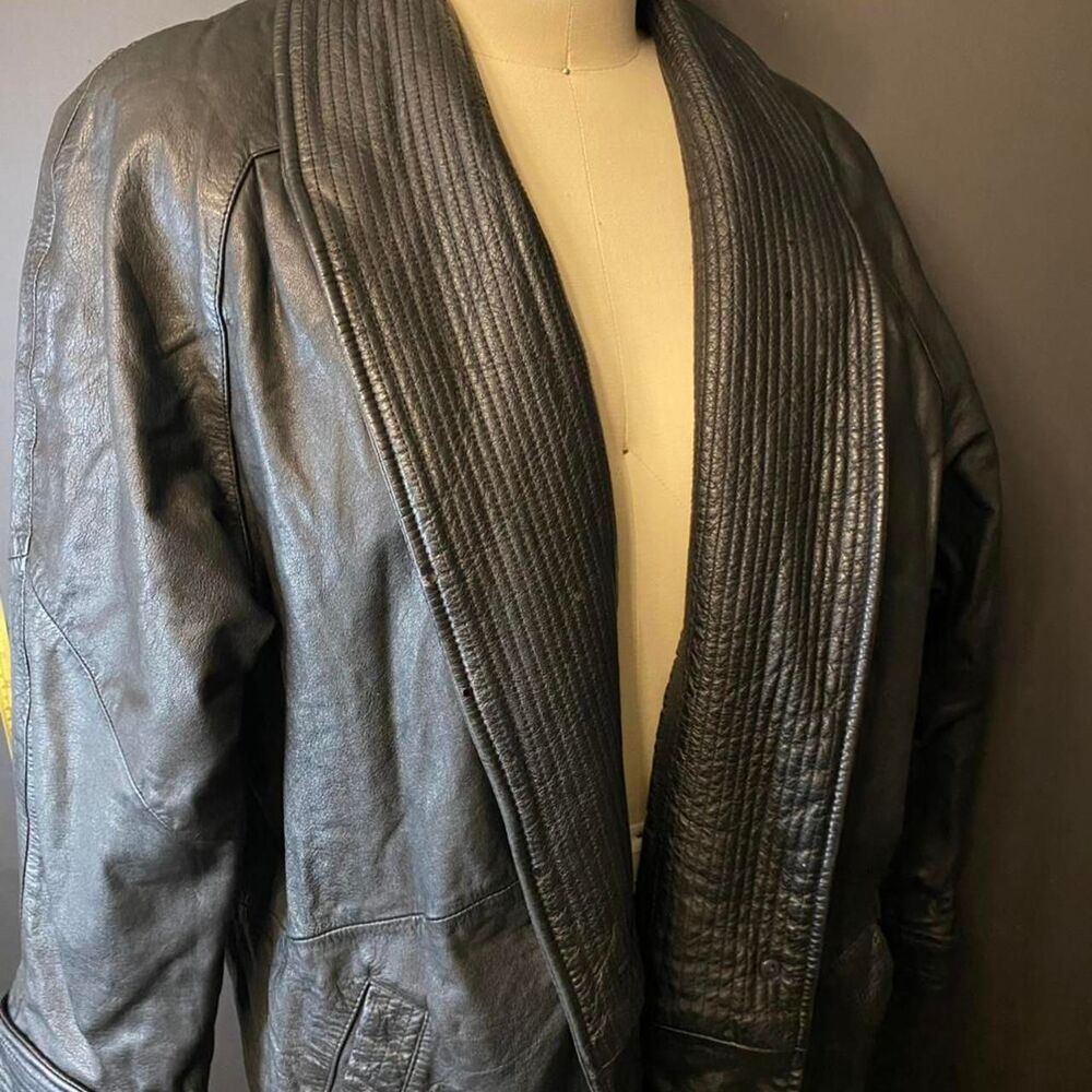 Vintage 80s G-III leather black leather coat